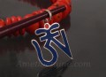 PA13 Pendentif Argent Massif Om Tibétain Lapis Lazuli Corail