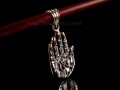 PA226 Pendentif Argent Massif Main de Bouddha Om Tibétain