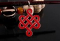 PA48 Pendentif Argent Massif Nœud Sans Fin Signes Auspicieux Corail
