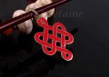 PA48 Pendentif Argent Massif Nœud Sans Fin Signes Auspicieux Corail