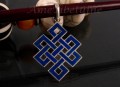 PA52 Pendentif Argent Massif Nœud Sans Fin Signes Auspicieux Lapis Lazuli