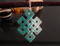 PA57 Pendentif Argent Massif Nœud Sans Fin Signes Auspicieux