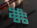 PA57 Pendentif Argent Massif Nœud Sans Fin Signes Auspicieux