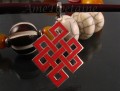 PA58 Pendentif Argent Massif Nœud Sans Fin Signes Auspicieux Corail