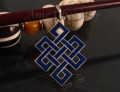 PA59 Pendentif Argent Massif Nœud Sans Fin Signes Auspicieux Lapis Lazuli
