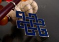 PA59 Pendentif Argent Massif Nœud Sans Fin Signes Auspicieux Lapis Lazuli