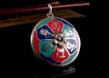 PA96 Pendentif Argent Massif Mantra Tibétain Om Mani Padme Hum