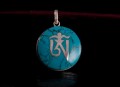 PA134 Pendentif Argent Massif Om Tibétain Turquoise