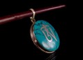 PA134 Pendentif Argent Massif Om Tibétain Turquoise