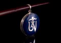 PA135 Pendentif Argent Massif Om Tibétain Lapis Lazuli