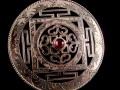 PA140 Grand Pendentif Argent Massif Mandala Grenat
