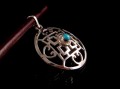 PA156 Pendentif Argent Massif Tibétain Mandala Turquoise