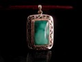 PA172 Pendentif Tibétain Argent Massif Turquoise