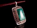 PA172 Pendentif Tibétain Argent Massif Turquoise