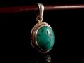 PA217 Pendentif Tibétain Argent Massif Turquoise