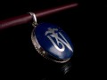 PA231 Pendentif Argent Massif Om Tibétain Lapis Lazuli