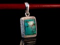 PA234 Pendentif Tibétain Argent Massif Turquoise