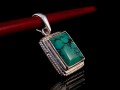 PA234 Pendentif Tibétain Argent Massif Turquoise