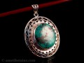 PA243 Pendentif Tibétain Argent Massif Turquoise