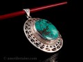 PA243 Pendentif Tibétain Argent Massif Turquoise