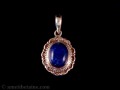 PA247 Pendentif Tibétain Argent Massif Lapis Lazuli