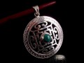 PA158 Pendentif Argent Massif Tibétain Mandala Turquoise