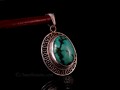 PA273 Pendentif Tibétain Argent Massif Turquoise