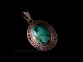 PA273 Pendentif Tibétain Argent Massif Turquoise