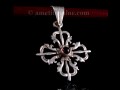 PA279 Pendentif Argent Massif Dorje Vajra Grenat