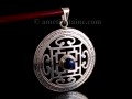 PA283 Pendentif Argent Massif Tibétain Mandala Lapis Lazuli