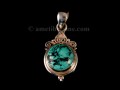 PA290 Pendentif Tibétain Argent Massif Turquoise