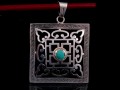 PA302 Pendentif Argent Massif Tibétain Mandala Turquoise