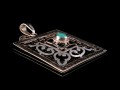 PA302 Pendentif Argent Massif Tibétain Mandala Turquoise
