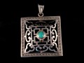 PA302 Pendentif Argent Massif Tibétain Mandala Turquoise
