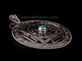 PA311 Pendentif Argent Massif Mandala Turquoise