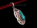 PA326 Pendentif Tibétain Argent Massif Turquoise