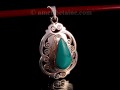 PA326 Pendentif Tibétain Argent Massif Turquoise