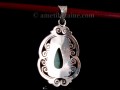 PA326 Pendentif Tibétain Argent Massif Turquoise