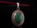 PA327 Pendentif Tibétain Argent Massif Turquoise