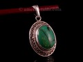 PA327 Pendentif Tibétain Argent Massif Turquoise