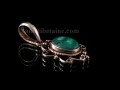 PA328 Pendentif Tibétain Argent Massif Turquoise
