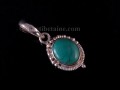 PA331 Pendentif Tibétain Argent Massif Turquoise