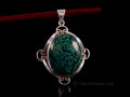 PA367 Pendentif Tibétain Argent Massif Turquoise