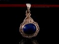PA368 Pendentif Tibétain Argent Massif Lapis Lazuli
