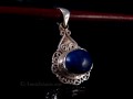 PA368 Pendentif Tibétain Argent Massif Lapis Lazuli