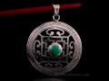 PA394 Pendentif Argent Massif Tibétain Mandala Turquoise