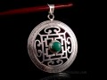 PA394 Pendentif Argent Massif Tibétain Mandala Turquoise