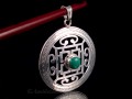 PA394 Pendentif Argent Massif Tibétain Mandala Turquoise