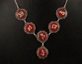 CA01 Collier Tibétain Argent Massif Corail Mantra Bouddhiste 