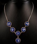 CA02 Collier Tibétain Argent Massif Lapis Lazuli Mantra Bouddhiste